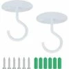 Crochet De Plafond Montage à Visser Crochet Mural Supérieur Pour Suspendus Lumière, Triomphe Panier De Plantes Jardin, Jardinières, Mangeoires à Oiseaux, Lanternes, Carillons éoliens, Moustiquaire (2pcs) Blanche