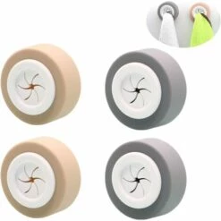 Crochet Abs Porte-serviettes Autocollant Porte Torchons Autocollante Sans Perçage Porte-torchons Ronde Autocollante Porte-torchons Pince Ronde Sèche-serviettes De Cuisine En Abs Sans Perçage 4 Pièces GrooFoo