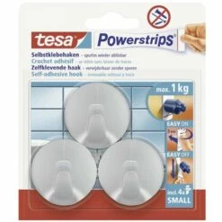 Crochet Petit Et Rond Tesa Powerstrip® Tesa 57578-00000-20 Chrome (mat) 3 Pc(s)