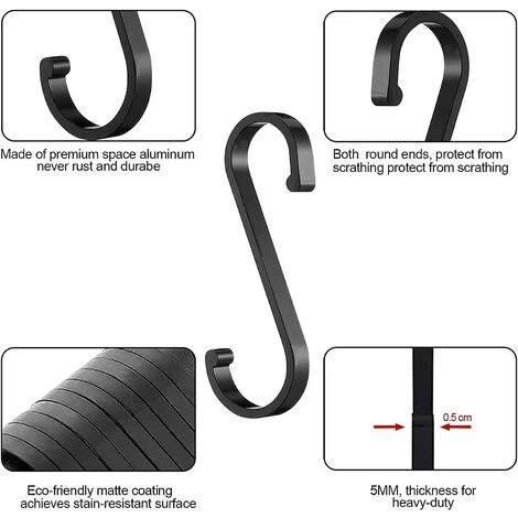 S Crochet En Métal Antirouille Crochet Forme S Pour Cuisine Salle De Bain Chambre à Coucher Bureau Et Jardin 2.7*7.5cm Fontainebleau 10Pcs Noir 2 S Crochet En Métal Antirouille Crochet Forme S Pour Cuisine Salle De Bain Chambre à Coucher Bureau Et Jardin 2.7*7.5cm Fontainebleau 10Pcs Noir – Image 2