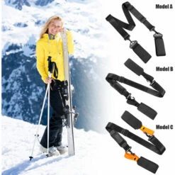 ASUPERMALL Sangle De Bâton De Ski, Bandouliere Reglable De Bâton De Ski, Sangle De Fixation De Ski, Avec Patin Antiderapant, Modele A -Treuil, cric, palan et accessoires Soldes Boutique 46315152 3