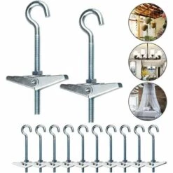 SUPERMARKET 12 Pcs Crochets De Plafond M5 / 90mm Crochet De Fixation Au Plafond En Acier Au Carbone Ressorts A Bascule Aile Boulons Crochets De Plafond Antirouille Pour Plafond Plantes Mur Maison，Superma