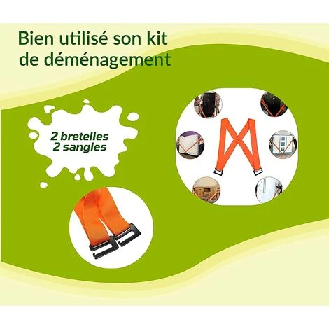 Sangle Déménagement, Sangle De Levage, Aide Au Déménagement Pour Piano Et Transporter Meuble, (2 Harnais + 2 Sangles), Pour 2 Personnes, Kit Déménageur,Starlight 2 Sangle Déménagement, Sangle De Levage, Aide Au Déménagement Pour Piano Et Transporter Meuble, (2 Harnais + 2 Sangles), Pour 2 Personnes, Kit Déménageur,Starlight – Image 2