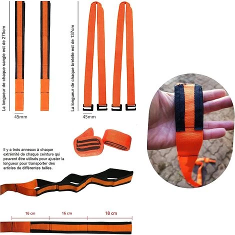 Sangle Déménagement, Sangle De Levage, Aide Au Déménagement Pour Piano Et Transporter Meuble, (2 Harnais + 2 Sangles), Pour 2 Personnes, Kit Déménageur,Starlight 3 Sangle Déménagement, Sangle De Levage, Aide Au Déménagement Pour Piano Et Transporter Meuble, (2 Harnais + 2 Sangles), Pour 2 Personnes, Kit Déménageur,Starlight – Image 3