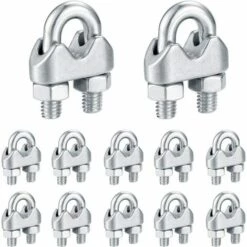 M6 Serre Câbles, Attaches Pour Câbles Métalliques Acier Inoxydable, Clip Boulons En U De Câble, Pour Connecter La Corde à Linge De La Visière,Starlight,16 Pcs