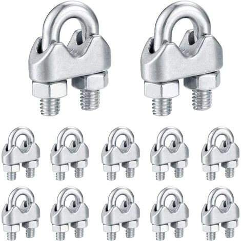 M6 Serre Câbles, Attaches Pour Câbles Métalliques Acier Inoxydable, Clip Boulons En U De Câble, Pour Connecter La Corde à Linge De La Visière,Starlight,16 Pcs 1 M6 Serre Câbles, Attaches Pour Câbles Métalliques Acier Inoxydable, Clip Boulons En U De Câble, Pour Connecter La Corde à Linge De La Visière,Starlight,16 Pcs