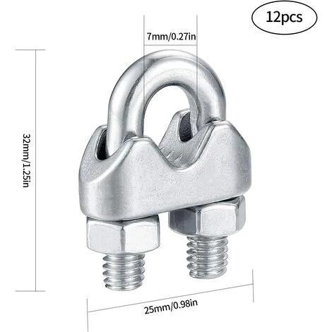 M6 Serre Câbles, Attaches Pour Câbles Métalliques Acier Inoxydable, Clip Boulons En U De Câble, Pour Connecter La Corde à Linge De La Visière,Starlight,16 Pcs 2 M6 Serre Câbles, Attaches Pour Câbles Métalliques Acier Inoxydable, Clip Boulons En U De Câble, Pour Connecter La Corde à Linge De La Visière,Starlight,16 Pcs – Image 2