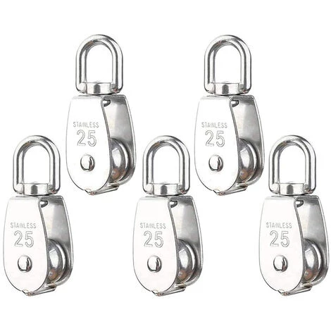 ELLE Poulie Simple En Acier Inoxydable M25 304, Poulie à Poulie Simple 25 MM, Câble De Câble Métallique Lisse à Crochet Pivotant Pour Grue (5 Pièces) 1 ELLE Poulie Simple En Acier Inoxydable M25 304, Poulie à Poulie Simple 25 MM, Câble De Câble Métallique Lisse à Crochet Pivotant Pour Grue (5 Pièces)