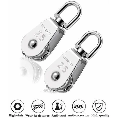 ELLE Poulie Simple En Acier Inoxydable M25 304, Poulie à Poulie Simple 25 MM, Câble De Câble Métallique Lisse à Crochet Pivotant Pour Grue (5 Pièces) 2 ELLE Poulie Simple En Acier Inoxydable M25 304, Poulie à Poulie Simple 25 MM, Câble De Câble Métallique Lisse à Crochet Pivotant Pour Grue (5 Pièces) – Image 2