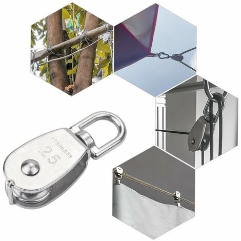 ELLE Poulie Simple En Acier Inoxydable M25 304, Poulie à Poulie Simple 25 MM, Câble De Câble Métallique Lisse à Crochet Pivotant Pour Grue (5 Pièces) 5 ELLE Poulie Simple En Acier Inoxydable M25 304, Poulie à Poulie Simple 25 MM, Câble De Câble Métallique Lisse à Crochet Pivotant Pour Grue (5 Pièces) – Image 5