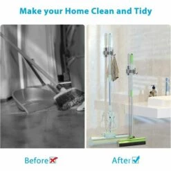 SUPERMARKET 4 Pièces Porte Balai, Auto Adhésif Accroche Balai Mural Sans Perçage, Mop Support Avec Crochets Pour Cuisine Salle De Bain Jardin Argenté, Superma -Treuil, cric, palan et accessoires Soldes Boutique 49196685 3