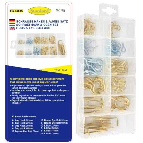 STANFORD Boîte Assortiment De Crochet Oeil 92 Pièces 1 STANFORD Boîte Assortiment De Crochet Oeil 92 Pièces