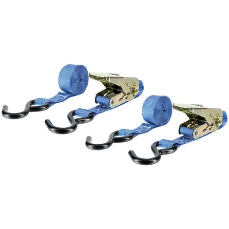 ABTECH Lot De 2 Sangles D'arrimage à Cliquet - Crochet Type S - 500 Kg - 2,5m X 25mm 1 ABTECH Lot De 2 Sangles D'arrimage à Cliquet - Crochet Type S - 500 Kg - 2,5m X 25mm