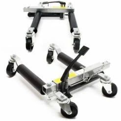 WILTEC Paire Chariots Déplacement 2x Crics Go Jack Hydraulique 680kg Pce Chrage Jusqu'à 30cm Largeur Pneu