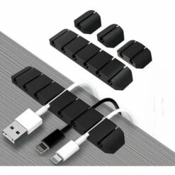 Clips Câble Organisateur Bureau, Support Clips Cable Gestion, Auto-adhésifs, Range Attache Câble Bureau Pour Rangement Câbles De Souris,USB,Écouteur,Téléphone (Noir),Irisfr,5Pcs