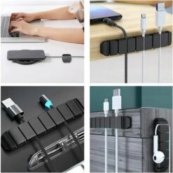 Clips Câble Organisateur Bureau, Support Clips Cable Gestion, Auto-adhésifs, Range Attache Câble Bureau Pour Rangement Câbles De Souris,USB,Écouteur,Téléphone (Noir),Irisfr,5Pcs -Treuil, cric, palan et accessoires Soldes Boutique 50942385 3