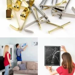 Crochets Pour Cadre Photo, Betterlife Ensemble De 50 Crochets Muraux En Métal De 50 Lb Crochets Pour Photo Avec Clous Crochet Photo Robuste Pour Cadres Photo Murs En Plaques De Plâtre Horloge Miroir -Treuil, cric, palan et accessoires Soldes Boutique 50946061 4