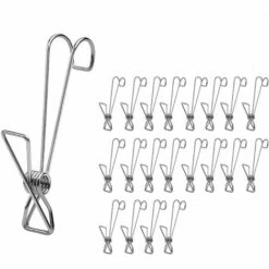 Crochets à Linge à Vêtements Pinces à Linge En Métal Avec Crochets Pinces à Sac De Nourriture Pinces à Cartes De Noël Chaussette Sous-vêtements Pince à Crochets En Acier Inoxydable，Starlight，20 Pinces