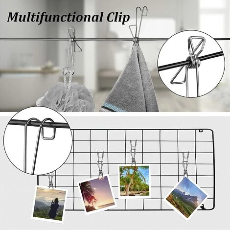 Crochets à Linge à Vêtements Pinces à Linge En Métal Avec Crochets Pinces à Sac De Nourriture Pinces à Cartes De Noël Chaussette Sous-vêtements Pince à Crochets En Acier Inoxydable,Starlight,20 Pinces 4 Crochets à Linge à Vêtements Pinces à Linge En Métal Avec Crochets Pinces à Sac De Nourriture Pinces à Cartes De Noël Chaussette Sous-vêtements Pince à Crochets En Acier Inoxydable,Starlight,20 Pinces – Image 4