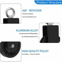 TINOR Poulie Pour Cable, Poulie Musculation Avec Sangle De Suspension Et Mousqueton Poulie De Levage Pivotant à Poulie Simple (2Pcs) -Treuil, cric, palan et accessoires Soldes Boutique 52065031 4