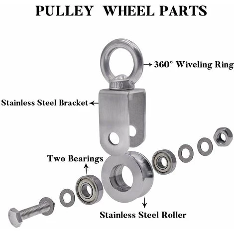 TINOR Poulie De Poulie Pour Cordes En Acier Inoxydable 304, Charge Maximale 200kg 4 TINOR Poulie De Poulie Pour Cordes En Acier Inoxydable 304, Charge Maximale 200kg – Image 4