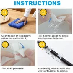 ALMI 60Pcs Clips Câble, Clips Rangement De Câble Avec De Tampons Auto Adhésifs Solides, Organiseur De Fils Electriques Pour Câbles Dans Une Maison/Bureau 8 ALMI 60Pcs Clips Câble, Clips Rangement De Câble Avec De Tampons Auto Adhésifs Solides, Organiseur De Fils Electriques Pour Câbles Dans Une Maison/Bureau -Treuil, cric, palan et accessoires Soldes Boutique 52065627 4