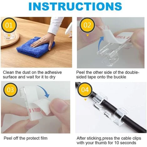 ALMI 60Pcs Clips Câble, Clips Rangement De Câble Avec De Tampons Auto Adhésifs Solides, Organiseur De Fils Electriques Pour Câbles Dans Une Maison/Bureau 4 ALMI 60Pcs Clips Câble, Clips Rangement De Câble Avec De Tampons Auto Adhésifs Solides, Organiseur De Fils Electriques Pour Câbles Dans Une Maison/Bureau – Image 4