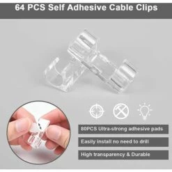 ALMI 64PCS Clips Câble Adhésives. Gestion De Câble Support Clips Rangement De Câble Fixation Auto Collant. Plastique Organiseur De Fils Electriques Pour Bureau/Voiture/TV/Téléphone/Chargeur (S) 7 ALMI 64PCS Clips Câble Adhésives. Gestion De Câble Support Clips Rangement De Câble Fixation Auto Collant. Plastique Organiseur De Fils Electriques Pour Bureau/Voiture/TV/Téléphone/Chargeur (S) -Treuil, cric, palan et accessoires Soldes Boutique 52065632 3