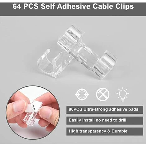 ALMI 64PCS Clips Câble Adhésives. Gestion De Câble Support Clips Rangement De Câble Fixation Auto Collant. Plastique Organiseur De Fils Electriques Pour Bureau/Voiture/TV/Téléphone/Chargeur (S) 3 ALMI 64PCS Clips Câble Adhésives. Gestion De Câble Support Clips Rangement De Câble Fixation Auto Collant. Plastique Organiseur De Fils Electriques Pour Bureau/Voiture/TV/Téléphone/Chargeur (S) – Image 3