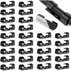ALMI Cable Management, Range Cable, Rangements Bureau De Câbles, Attache Cable Adhesif, 100Pcs Clips Cable Adhésifs, Gestionde Câble Support Organiseur De Fils Electriques