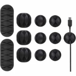 READCLY 12 Pack Clips De Câble Durable, Rangements De Câbles Et Serre-câbles, Organiseur Et Gestion De Bureau Pour TV PC Ordinateur Portable Maison Etc, Noir