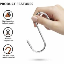 Lot De 15 Crochets De Boucher En Acier Inoxydable - 15 Cm - Crochets De Boucher - Crochets En Forme De S - Pour Salle De Bain, Chambre à Coucher, Bureau, Cuisine, Magasin, Travail De La Viande GrooFoo -Treuil, cric, palan et accessoires Soldes Boutique 52660698 3