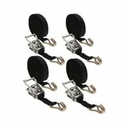 Lot De 4 Sangles D'arrimage Avec Tendeur à Cliquet Et 2 Crochets - 35 Mm X 7 M - Noir - Linxor - Noir