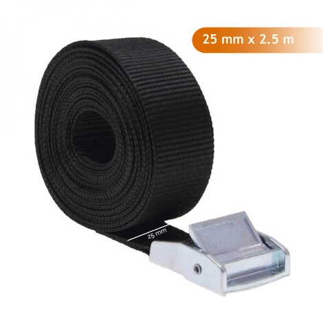 Lot De 2 Sangles D'arrimage Avec Boucle - 25 Mm X 2,5 M - Noir - Linxor - Noir 2 Lot De 2 Sangles D'arrimage Avec Boucle - 25 Mm X 2,5 M - Noir - Linxor - Noir – Image 2