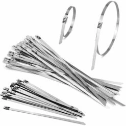 Kartokner 100 PCS Collier De Serrage En Acier Inoxydable 20 Cm / 30 Cm Attache De Câble Métallique Serre Câble Attache Câble Autobloquant Attaches à Glissière à Câble Pour Fils, Câbles, Tuyaux