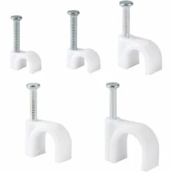 ALMI 500 PCS Attache-Câble Ronde Avec Clou En Acier Clips Muraux Pour Câbles Clips De Câbles Ronds Pour La Gestion Des Câbles Fixation Et Organisateur De Fils(4 Mm /5 Mm /6 Mm /8 Mm /10 Mm, Blanc)