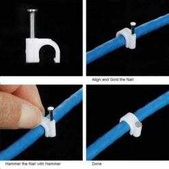 ALMI Câble Rond Clips, 100 Pièces Gestion De Câbles Avec Clou Cable Mur Attaches Câbles Pour Ethernet Organiseur Electrique Fil (10 Mm, Blanc) -Treuil, cric, palan et accessoires Soldes Boutique 53853898 3