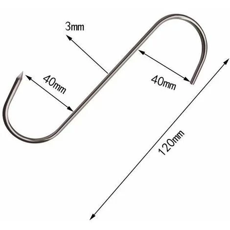 SUPERMARKET 10 Crochet De Boucher En Acier Inoxydable,s Crochets,120x4mm,Crochet S Pour BBQ,Viande,Saucisse,Batterie Cuisine,antirouille,robuste Et Durable,Superma 2 SUPERMARKET 10 Crochet De Boucher En Acier Inoxydable,s Crochets,120x4mm,Crochet S Pour BBQ,Viande,Saucisse,Batterie Cuisine,antirouille,robuste Et Durable,Superma – Image 2