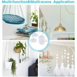 Lot De 2 Crochets De Plafond à Montage Mural Blanc, Crochets De Suspension Pour Plaque En Métal, Crochet De Plafond En Fer Pour Plante Suspendue/Suspensions/Paniers/Mangeoires à Oiseaux/Lanternes,Starlight -Treuil, cric, palan et accessoires Soldes Boutique 54251974 5