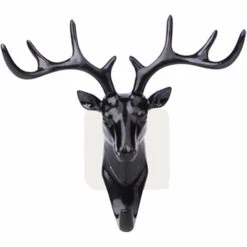 LIFCAUSAL Porte-serviettes Crochet Adhésif Forme De Tête De Cerf Wapiti Pas De Poinçonnage Crochet De Suspension Clés Murales Support Collant Coller Sur Le Mur Porte Armoire Salle De Bain Cuisine Chambre