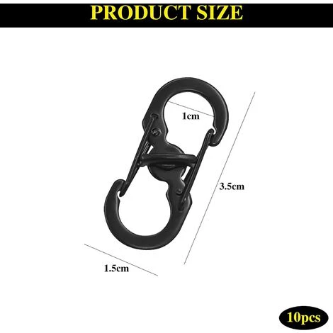 VERSAILLESFR 10 Pièces Forme S Mousquetons Crochet Mousqueton Mousqueton En Métal Mini Mousqueton Forme S Mousquetons S Bague Mousqueton Noir En Acier Inoxydable Pour Voyages Camping Randonnée Pêche Noir,Versailles 2 VERSAILLESFR 10 Pièces Forme S Mousquetons Crochet Mousqueton Mousqueton En Métal Mini Mousqueton Forme S Mousquetons S Bague Mousqueton Noir En Acier Inoxydable Pour Voyages Camping Randonnée Pêche Noir,Versailles – Image 2
