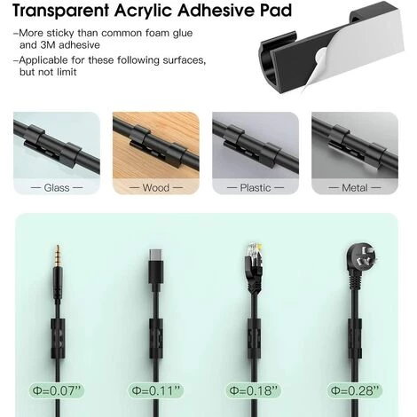 ILOVEMILAN 70PCS Clips Câbles Adhésifs Rangement De Câbles Fixation Auto Collant, Gestion De Câble Support Organiseur De Fils Electriques Pour TV/Chargeur/Voiture/PC/Bureau/Maison Noir 2 ILOVEMILAN 70PCS Clips Câbles Adhésifs Rangement De Câbles Fixation Auto Collant, Gestion De Câble Support Organiseur De Fils Electriques Pour TV/Chargeur/Voiture/PC/Bureau/Maison Noir – Image 2