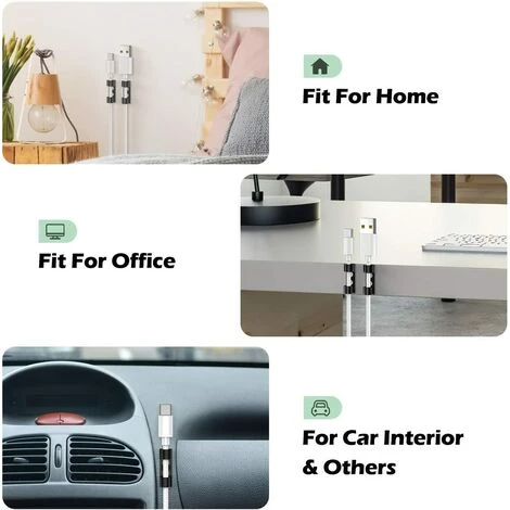 ILOVEMILAN 70PCS Clips Câbles Adhésifs Rangement De Câbles Fixation Auto Collant, Gestion De Câble Support Organiseur De Fils Electriques Pour TV/Chargeur/Voiture/PC/Bureau/Maison Noir 4 ILOVEMILAN 70PCS Clips Câbles Adhésifs Rangement De Câbles Fixation Auto Collant, Gestion De Câble Support Organiseur De Fils Electriques Pour TV/Chargeur/Voiture/PC/Bureau/Maison Noir – Image 4