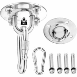 LONGZIMING Crochet De Plafond, Crochet De Fixation Murale Pour Hamac Suspendu,Yoga,Chaise Accrochante Et Sac De Boxe, 500KG Capacité Acier Inoxydable Kit De Suspension Trainer Avec Mousqueton Et Vis De Fixation