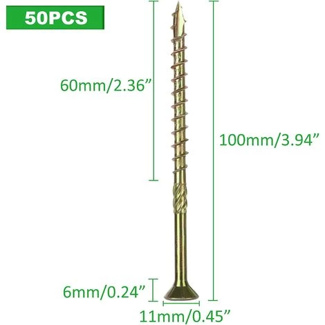ALMI Lot De 50 Vis A Bois Torx, Vis à Bois 6x100mm En Acier Zingué Jaune Tête Torx Type, Vis à Panneaux D’aggloméré Universelle - Vis Bois 100mm 3 ALMI Lot De 50 Vis A Bois Torx, Vis à Bois 6x100mm En Acier Zingué Jaune Tête Torx Type, Vis à Panneaux D’aggloméré Universelle - Vis Bois 100mm – Image 3