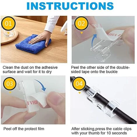 GUAZHUNIFR 40PCS Clips Câble, Support De Fils De Rangement De Câble Avec Coussinets Auto-Adhésifs Solides, Peut être Utilisé Pour Gérer De Câbles/Fils Dans Une Maison Ou Un Bureau (Transparent).Gu.B/bon 2 GUAZHUNIFR 40PCS Clips Câble, Support De Fils De Rangement De Câble Avec Coussinets Auto-Adhésifs Solides, Peut être Utilisé Pour Gérer De Câbles/Fils Dans Une Maison Ou Un Bureau (Transparent).Gu.B/bon – Image 2