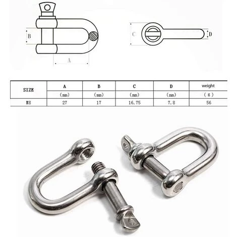 DECKON Manille En Acier Inoxydable En Forme De D, Filetée, Utilisée Pour Le Gréement Lourd, Le Recyclage De Véhicules, Le Remorquage, Facile à Transporter M6 5 DECKON Manille En Acier Inoxydable En Forme De D, Filetée, Utilisée Pour Le Gréement Lourd, Le Recyclage De Véhicules, Le Remorquage, Facile à Transporter M6 – Image 5