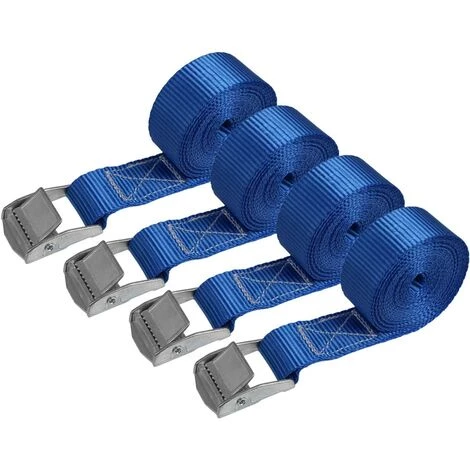 TRIOMPHE Sangle à Griffe Sangle D'arrimage Sangle De Fixation - Bleu - Charge Maximale 250 Kg , 4pieces (2.5 Cm X 2.5 M)T-Audace 1 TRIOMPHE Sangle à Griffe Sangle D'arrimage Sangle De Fixation - Bleu - Charge Maximale 250 Kg , 4pieces (2.5 Cm X 2.5 M)T-Audace