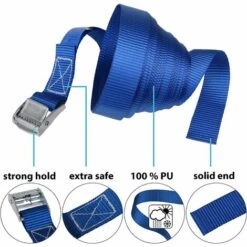 TRIOMPHE Sangle à Griffe Sangle D'arrimage Sangle De Fixation - Bleu - Charge Maximale 250 Kg , 4pieces (2.5 Cm X 2.5 M)T-Audace 7 TRIOMPHE Sangle à Griffe Sangle D'arrimage Sangle De Fixation - Bleu - Charge Maximale 250 Kg , 4pieces (2.5 Cm X 2.5 M)T-Audace -Treuil, cric, palan et accessoires Soldes Boutique 57266507 3