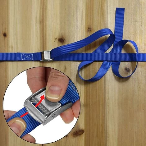 TRIOMPHE Sangle à Griffe Sangle D'arrimage Sangle De Fixation - Bleu - Charge Maximale 250 Kg , 4pieces (2.5 Cm X 2.5 M)T-Audace 4 TRIOMPHE Sangle à Griffe Sangle D'arrimage Sangle De Fixation - Bleu - Charge Maximale 250 Kg , 4pieces (2.5 Cm X 2.5 M)T-Audace – Image 4